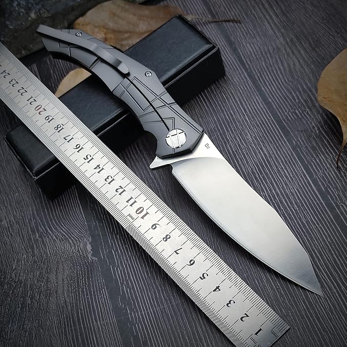 HUAAO Folding Knife, 4.3'' D2 Blade with G10 Handle, Pocket Knife with Clip EDC Flipper Knife for Outdoor Camping Survival Emergency