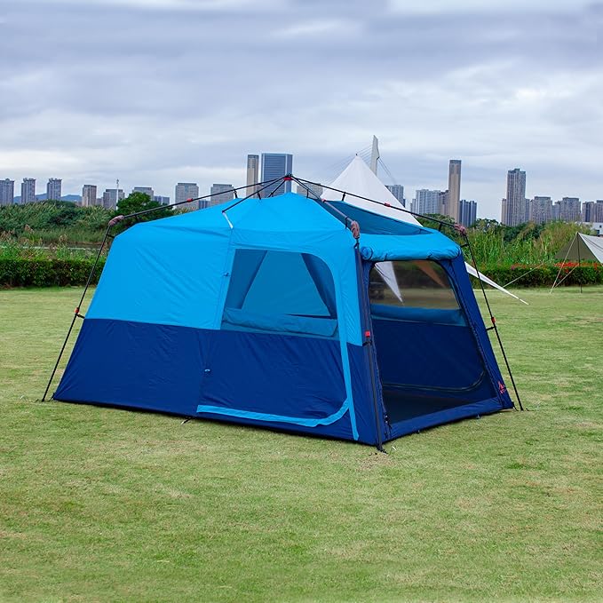 KTT Large Tent 6-8 Person,Family Cabin Tents,Straight Wall,3 Doors and 3 Windows with Mesh,Waterproof,Big Tent for Outdoor,Picnic,Camping,Family,Friends Gathering.……
