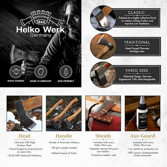 Helko Werk Leather Axe Sheath - Genuine Leather Sheath for Double Bit Axes Leather and Hatchet Cover and Axe Cover