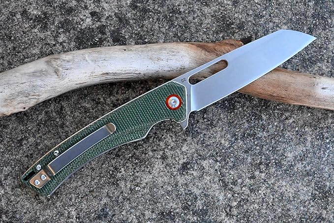 Green Micarta Handle Folding Knife- Everyday Carry Knife for Men and Women - Indoor or Outdoor-Camping and Hunting knife-D2 steel Blade knives