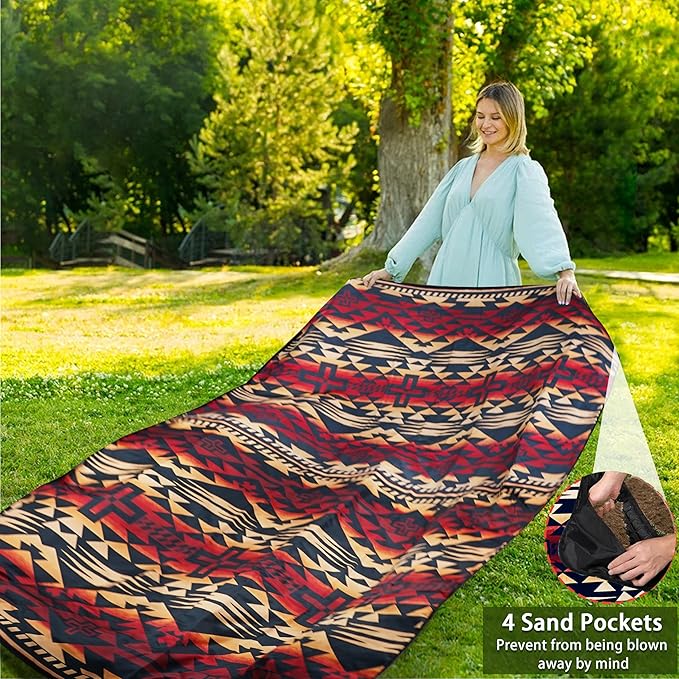 Picnic Blankets Beach Blanket 80" X 60" Extra Large Waterproof Camping Blankets Portable Outdoor Mat 3-Layer Blanket for Beach, Hiking, Park, Music Festival, Grass Lawn,Travel