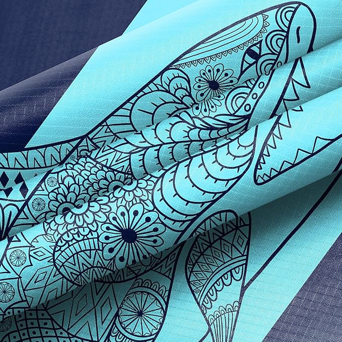 78''×86'' Large Beach Blanket Sandproof, Waterproof Sand Free Beach Mat 4 Adults w/ 4 Stakes & Pockets, Lightweight Foldable Outdoor Picnic Blanket for Camping, Travel, Hiking Accessories - Navy Shark