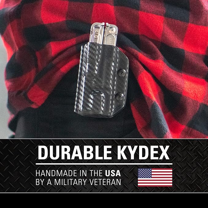 Clip & Carry Kydex Multitool Sheath for LEATHERMAN Free P4 - Made in USA (Multi-Tool not Included) EDC Multi Tool Holder Holster Cover