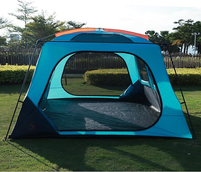 KTT Extra Large Tent 10-12-14 Person(B),Family Cabin Tents,2 Rooms,3 Doors and 3 Windows with Mesh,Straight Wall,Waterproof,Double Layer,Big Tent for Outdoor,Picnic,Camping,Family Gathering