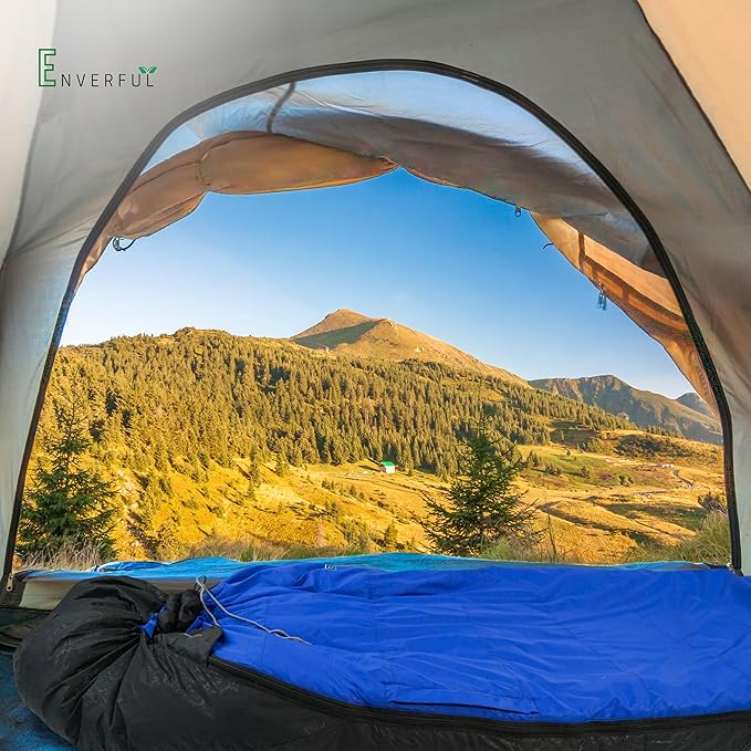 Duck Down Mummy Sleeping Bag for Adults – Cold & Warm Weather Sleeping Bags – Lightweight, Compact & Portable Camping – Sleep Bag for Hiking & Backpacking – Compression Carrying Bag