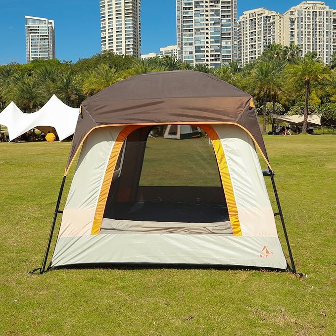 KTT Large Tent 6-8 Person,Family Cabin Tents,Straight Wall,3 Doors and 3 Windows with Mesh,Waterproof,Big Tent for Outdoor,Picnic,Camping,Family,Friends Gathering.……