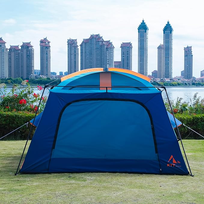 KTT Extra Large Tent 10-12-14 Person(Style-B),Family Cabin Tents,2 Rooms,3 Doors and 3 Windows with Mesh,Straight Wall,Waterproof,Double Layer,Big Tent for Outdoor,Picnic,Camping,Family Gathering
