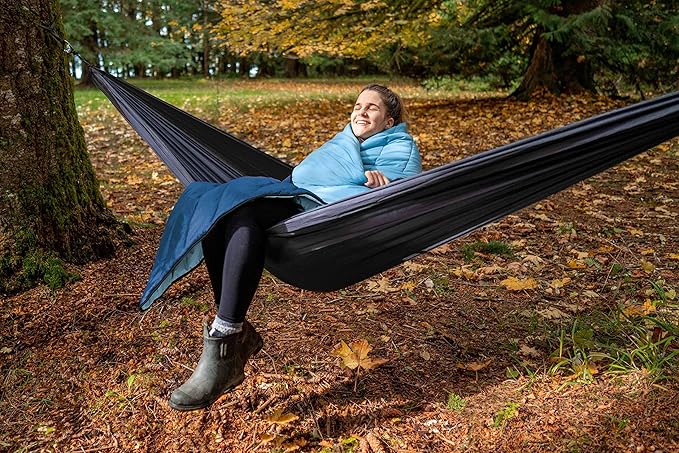 Oceas Outdoor Waterproof Stadium Blanket - Thicker Weather Proof and Windproof Blankets for Camping, Sporting Events, Picnic and Car Use - 100% Waterproof Insulated Blanket and Throws (Puffy, Blue)