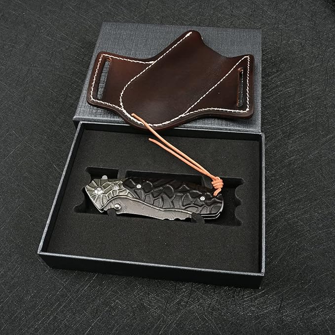 Damascus Pocket Knives With Clip For Men Folding Flipper Knife Tactical Military Self defense Outdoor Camping Survival Gear (110 layers Damascus)