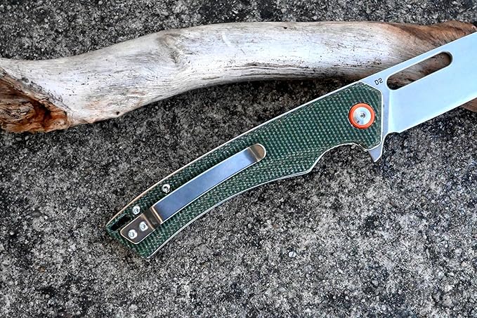 Green Micarta Handle Folding Knife- Everyday Carry Knife for Men and Women - Indoor or Outdoor-Camping and Hunting knife-D2 steel Blade knives