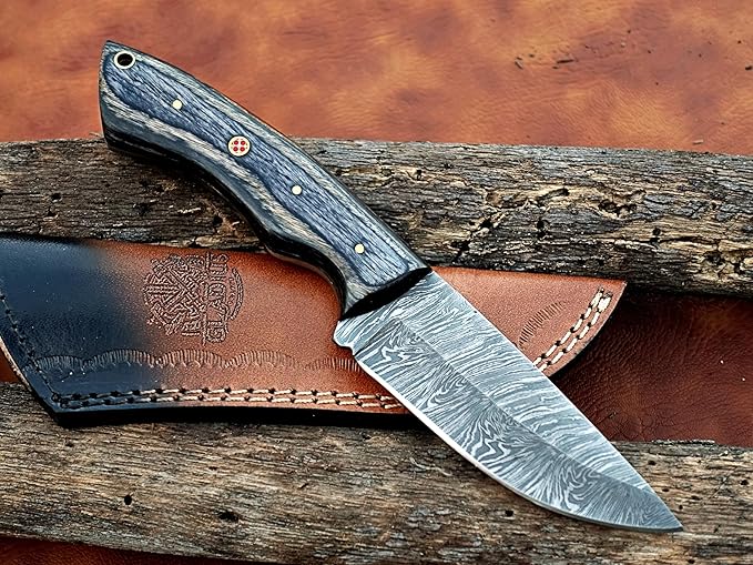 | Viking Heritage Skinner Knife – Expertly Crafted with Damascus steel for Precision Hunting and Field Dressing: Embrace the Timeless Elegance of Craftsmanship with this Razor-Sharp