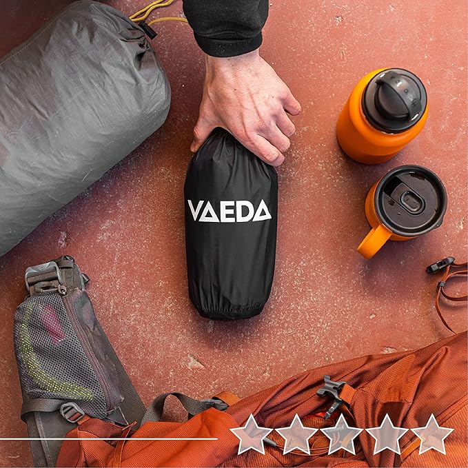 VAEDA Inflatable Sleeping Pad for Camping - Portable & Compact Camping Mat for Sleeping - Ultralight & Waterproof Backpacking Sleeping Mat for Hiking, Traveling & Outdoor Activities
