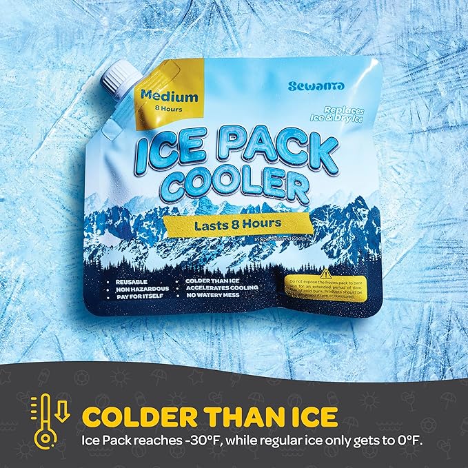 Reusable Ice Packs for lunch Boxes, Coolers (18 Pack) Ice Pack for Outdoor Activities Like Camping & Travel - keep drink & Food Cold Up to 48 Hours with No Mess of Melting Ice.