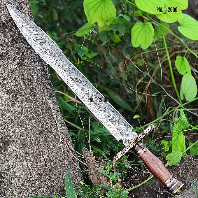 SW-3018 Custom Handmade Damascus Viking Hunting Dagger Sword with Sheath