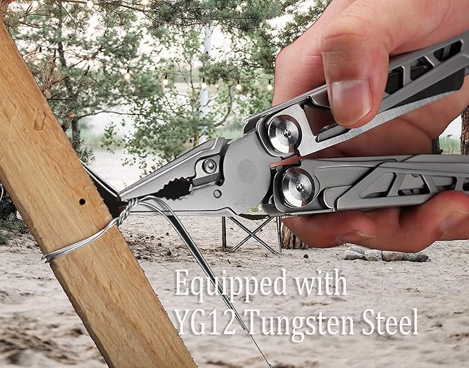 Multitool, Multi tool Plier with Nylon Sheath, Multi-tool for Outdoor, Camping and Hunting for Dad Husband Men(Silvery)