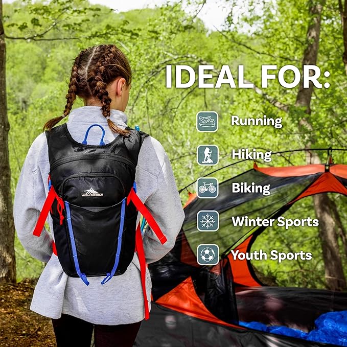 High Sierra Hydrahike 2.0 Hydration Backpack with 2L Water Bladder for Running, Hiking, Camping, or Cycling
