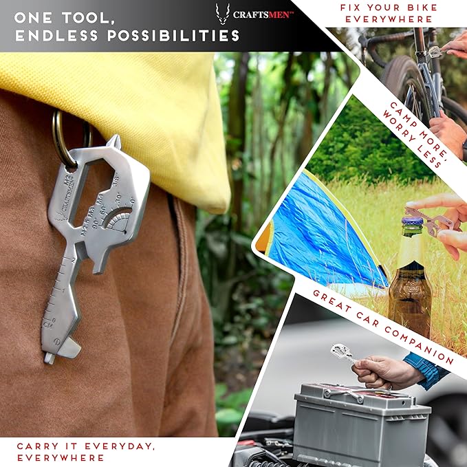 CRAFTSMEN MULTI TOOL KEY 20 IN 1 | Key Chain Utility Gadget | Key Multitool | EDC | Father Day Gift | TSA | Bottle Opener | Screw Driver | Gift for Men, Women, Valentine's, Groomsmen, Birthday