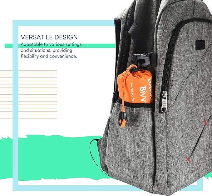 ACOWAY Survival Blanket - Bivy Sack - Emergency Sleeping Bags for Survival - Sleeping Bag Suit - Versatile Orange Outdoor Gear for Unmatched Protection and Durability - Set of 3.9 x 1.9in