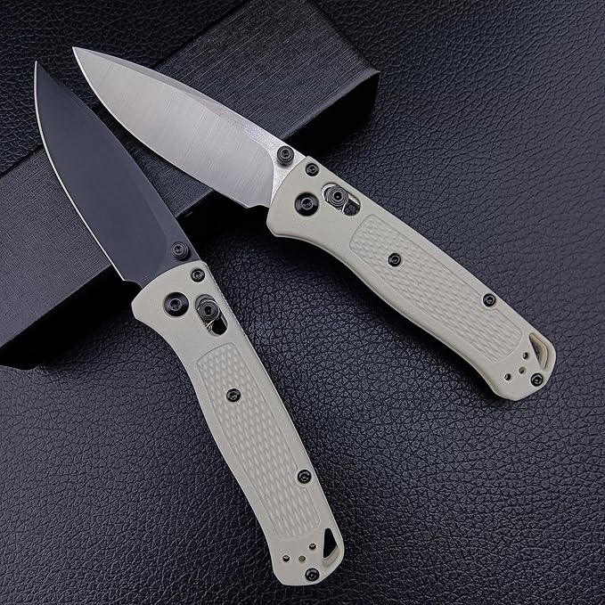 HUAAO Axis Lock Pocket Knife, EDC Mini Bugout Folding Pocket Knives,Plain Edge, Thumb Stud Manual Open, Nylon Grivory Handle with Belt Clip (440C blade)