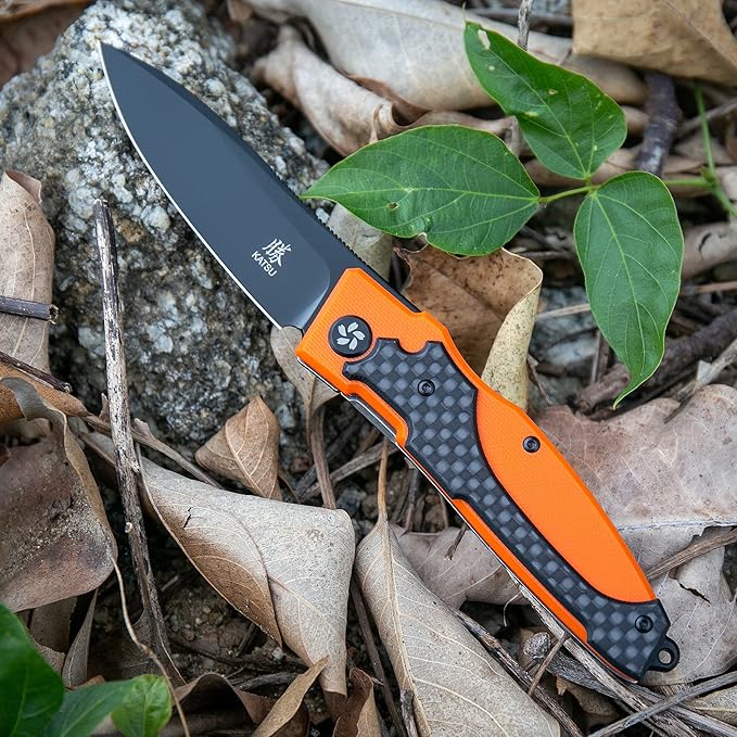 KATSU Japanese Folding Pocket Knife, Sakura Blade Nemoto Design (Orange G10)