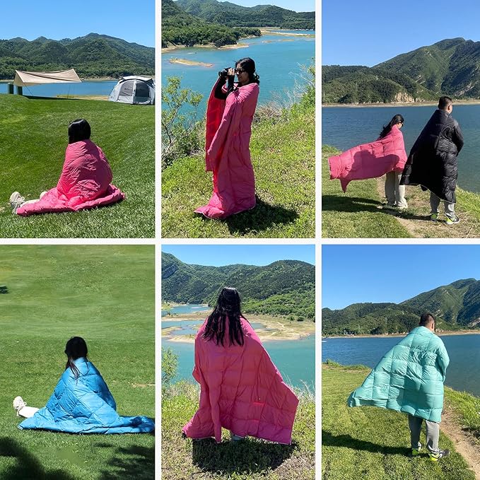 Down Camping Blanket,600+Fill Power，Foldable Into a Pillow,Light，It is The Best Choice for Outdoor Activities, Picnics, Beaches, and Travel.