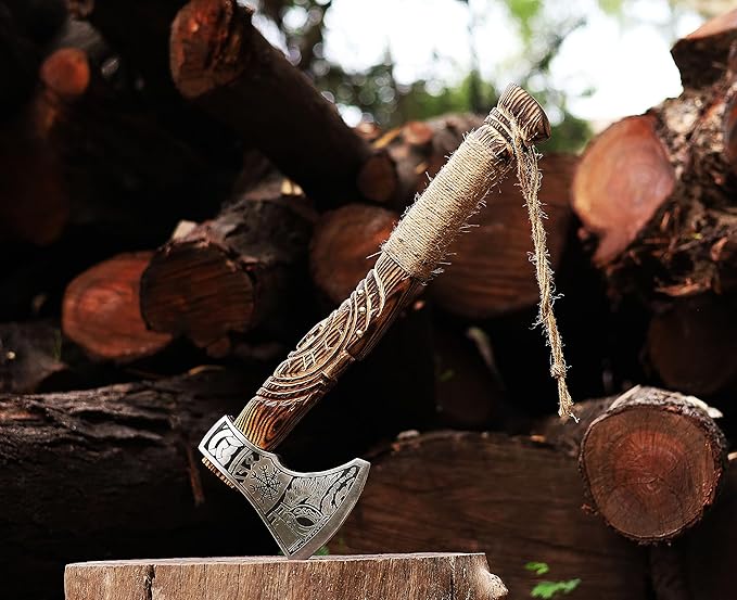 | Viking Axe,Hatchet,Throwing Axe,Hand Axe,Gift for him,Wood Working Tool,Viking Gifts for Men,Camping Hatchet,Tomahawk,Bearded Axe (WCA-014)