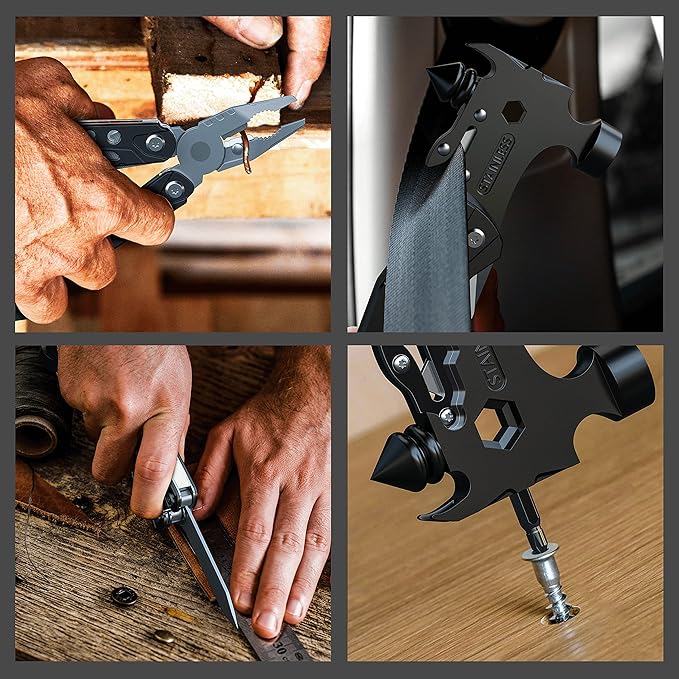 [Upgraded Hammer Multitool] Gift for Men Dad,16-in-1 Portable Multi Tool Pliers Survival Camping Gear,Cool Gadgets for Hiking Outdoor,Christmas Stocking Stuffers,Anniversary Birthday Gift for Men Boys