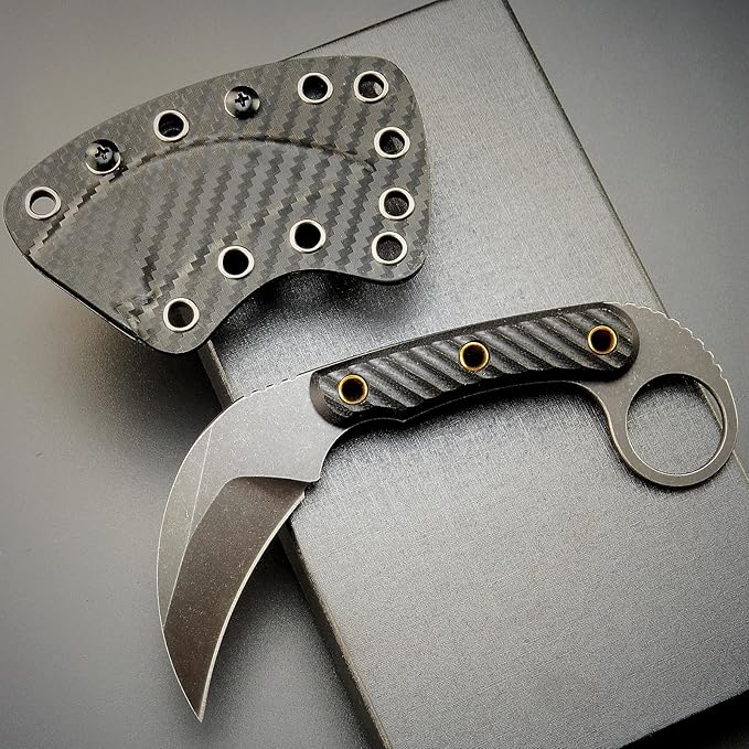 C1395 Fixed Blade Knife,AUS-10 Black Stonewashed Steel Blade G10 Handle Claw Knife EDC Tool Knife for Outdoor, Survival, Hiking, Camping(Black)