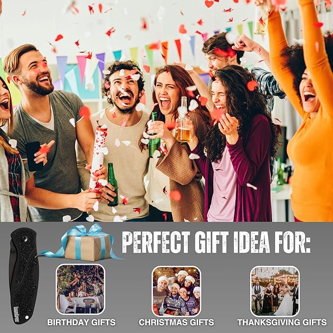 Worldwide Nutrition Bundle: Kershaw Blur Black Serrated Folding Knife - 3.4” 14C28N Steel Blade, Reversible Pocket Clip, EDC - All-Black Body with Trac-Tec Grip - 3.9OZ Pocket Knife for Men