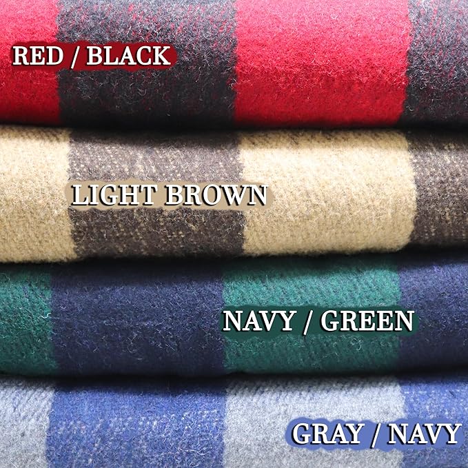 M MCGUIRE GEAR Warm Wool Bunkhouse Plaid Blanket for Camping, Home, Survival, or First Aid, 64" x 90" (Light Brown/Brown)