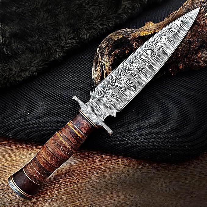 Handmade Damascus Steel Dagger Knife -13 Inches Fixed Blade Hunting Knife for Survival & Hunting - Premium Outdoor Gear for Hunters - Razor Sharp Edge With Sheath