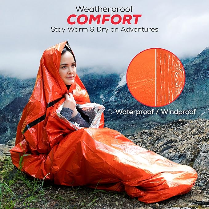 Emergency Sleeping Bag x3, Life Bivy Sack, Emergency Sleeping Bags for Survival Sleeping Bag, Tac Bivvy Bag, Portable Thermal Sleeping Bag, Emergency Blankets for Survival Bag, Sleep Survival Shelter
