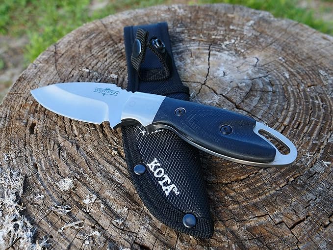 Camillus Western Kota Durable Rust&Corrosion-Resistant 420 Stainless Steel Hunting Hiking Fishing Full Tang Fixed Blade Knife with Protective Sheath