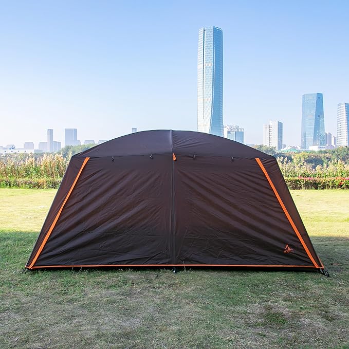 KTT Extra Large Tent 10-12-14 Person(A),Family Cabin Tents,2 Rooms,3 Doors and 3 Windows with Mesh,Straight Wall,Waterproof,Double Layer,Big Tent for Outdoor,Picnic,Camping,Family Gathering