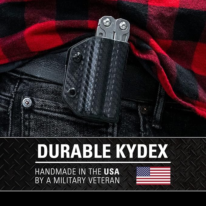 Clip & Carry Kydex Multitool Sheath for Leatherman Wingman/Sidekick/REBAR/REV - Made in USA (Multi-Tool not Included) EDC Multi Tool Sheath Holder Holster Cover