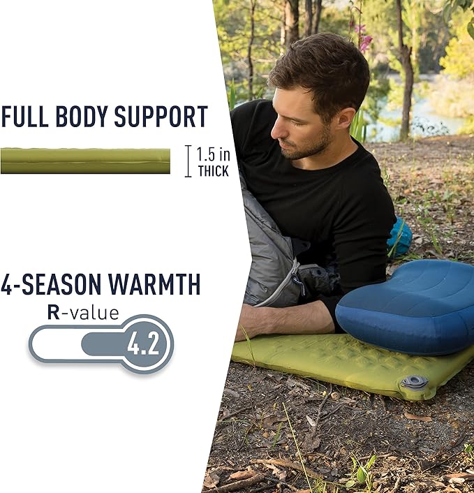 Sea to Summit Camp Self-Inflating Foam Sleeping Mat for Camping and Backpacking, Rectangular - Large (79 x 25 x 1.5 inches)