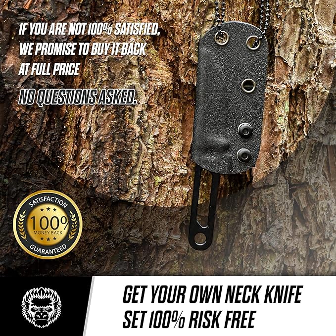 Holtzman's Gorilla Survival 'Scalpel' Fixed Blade Utility Knife with D2 Sheath, Belt Clip (Black)