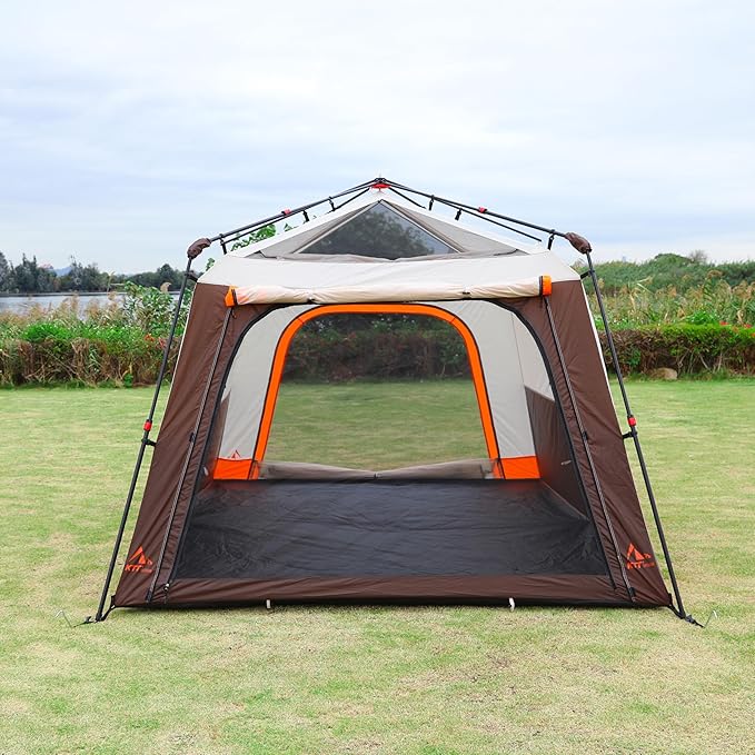 KTT Large Tent 6-8 Person,Family Cabin Tents,Straight Wall,3 Doors and 3 Windows with Mesh,Waterproof,Big Tent for Outdoor,Picnic,Camping,Family,Friends Gathering.……