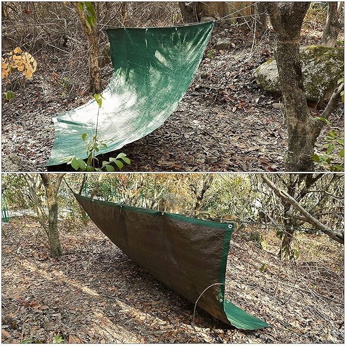 Heavy Duty 10 Mil Tarp Cover Waterproof UV Resistant Tarpaulin Used for Outdoor, Hunting, Camping, Backpacking, Canopy Tent, Ground Tarp, Cover Boat, Motorcycles, Roofs, Wood