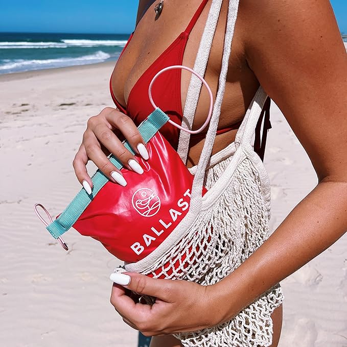 Ballast Beach Pillow – Inflatable Beach Pillow, Camping Pillow, Pool Pillow, Ultra Soft and Durable Pillow That Won’t Blow Away on Windy Beaches (Sunset Red)