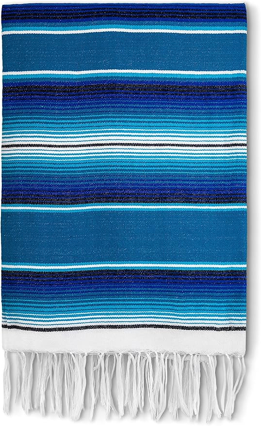 Premium Mexican Blanket, Authentic Hand Woven Falsa Blanket & Yoga Blanket | Made by Traditional Mexican Artisans, Perfect Saddle Blanket, Beach Blanket, Picnic Blanket, Car Blanket, Outdoor Blanket