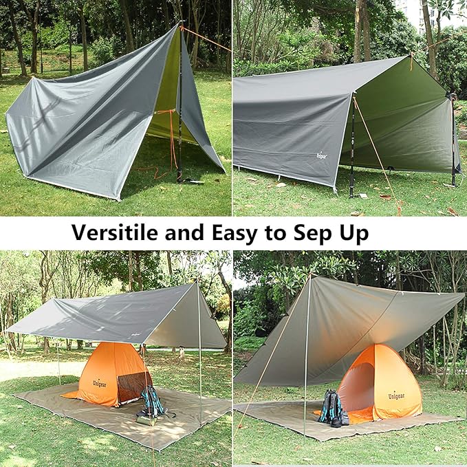 Unigear Hammock Rain Fly Waterproof Tent Tarp, UV Protection and PU 3000mm Waterproof, Lightweight for Camping, Backpacking and Outdoor Adventure