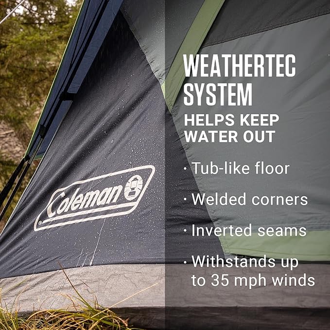 Coleman Skydome Tent with 5 Minute Setup,Weatherproof Tent with Rainfly & Carry Bag, 20% More Headroom Than Traditional Canopies
