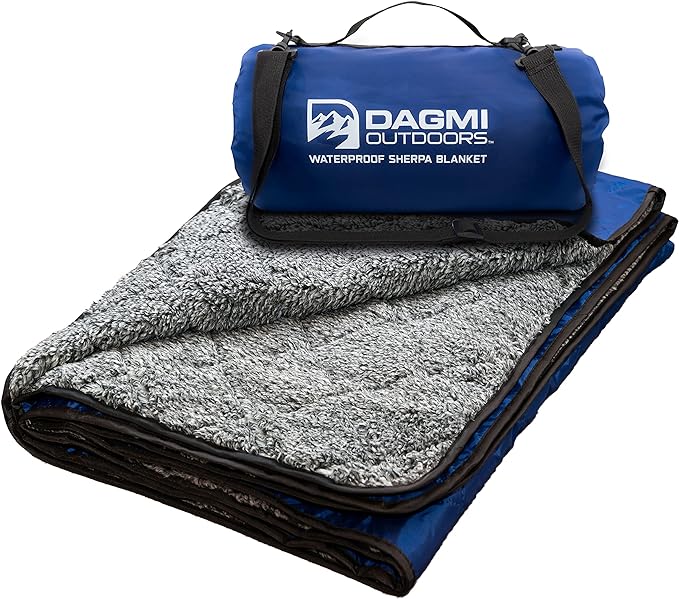 Sherpa Waterproof Outdoor Blanket. Large Sherpa Stadium & Camping Blankets for Cold Weather. Perfect for Picnic, Concerts, Grass, Car, Boat. Windproof, Extra Warm, Machine Washable.