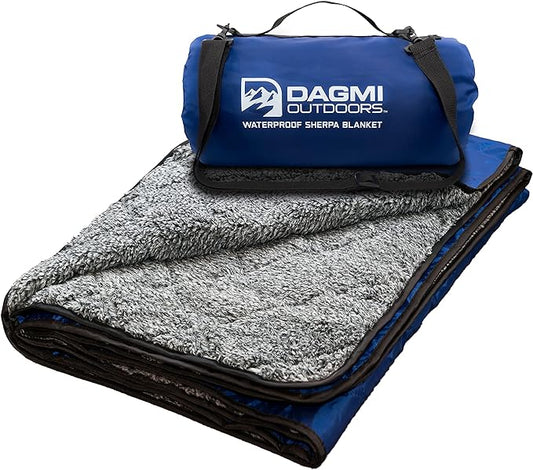 Sherpa Waterproof Outdoor Blanket. Large Sherpa Stadium & Camping Blankets for Cold Weather. Perfect for Picnic, Concerts, Grass, Car, Boat. Windproof, Extra Warm, Machine Washable.