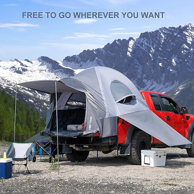 HEYTRIP Truck Bed Tent 5.0ft-6.8ft Waterproof Pickup Truck Tent Double Layer 2 Person Truck Tent Camper for Camping Fishing