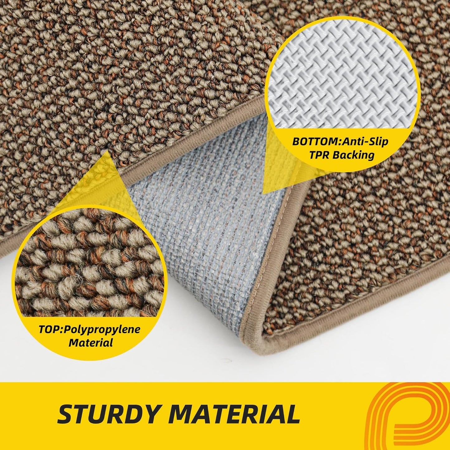 JSEI Dirt Trapper Door Mat 20"x32" Non-Slip Washable Entrance Mat, Dog Doormats, Absorbent & Fade-Resistant Floor Mats, Low Profile Welcome Mats for Entryway, Front Door, and Inside Entrance, Beige