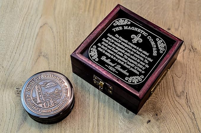 Sailor's Art Pocket Compass | Camping Travelling Equipment | Boat Brass Chain Compass with a Beautiful Quote| Nautical Navy Directional Compass | Table Top