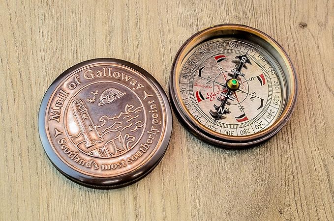 Sailor's Art Pocket Compass | Camping Travelling Equipment | Boat Brass Chain Compass with a Beautiful Quote| Nautical Navy Directional Compass | Table Top