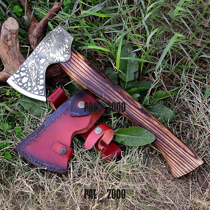 AX-2018 Custom Handmade Viking Hatchet Bearded Axe Head Camping Tomahawk Battle Tool with Sheath